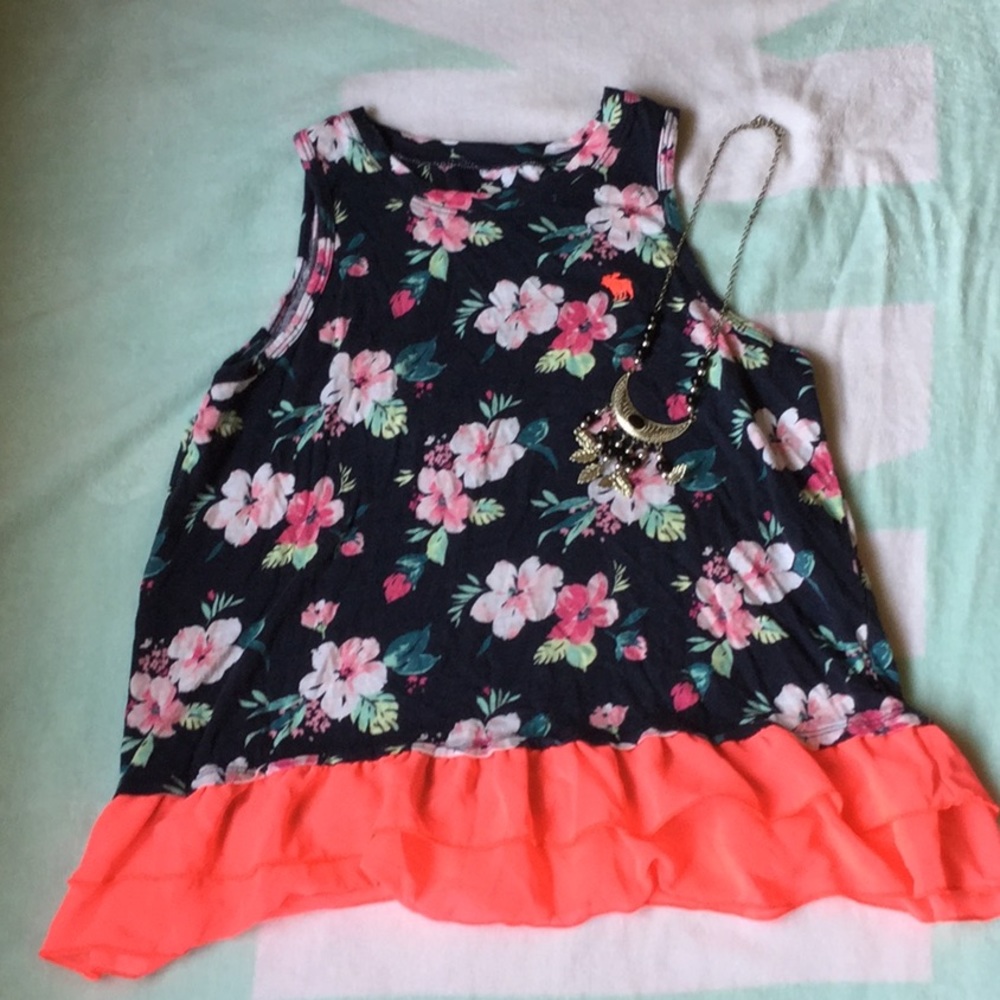 Hawaiian ruffle tank top